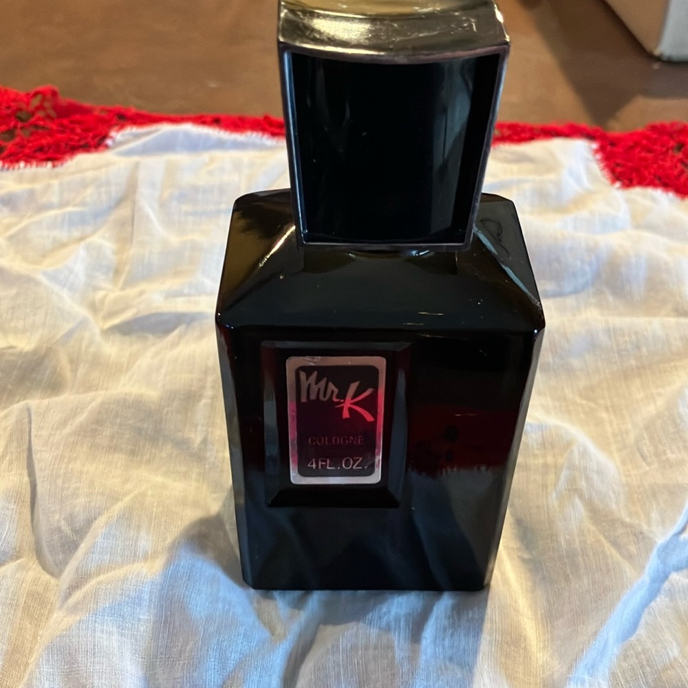 Mr K Vintage Cologne Bottle 3/4 Full 4 oz.  Cute for display
